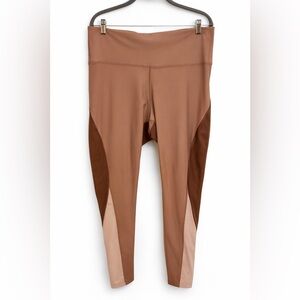 Old Navy Active High Rise 7/8 Colorblock Leggings XL Brown Tan